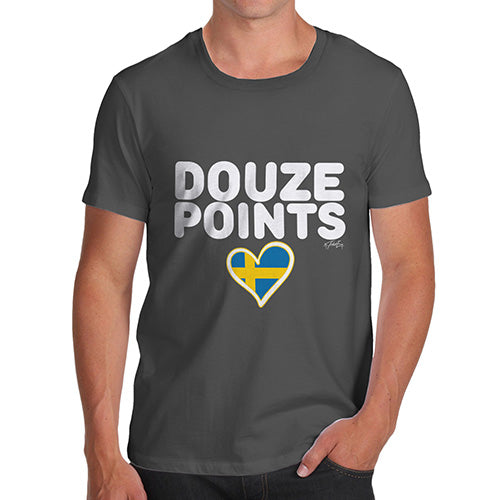 Funny Gifts For Men Douze Points Sweden Men's T-Shirt X-Large Dark Grey