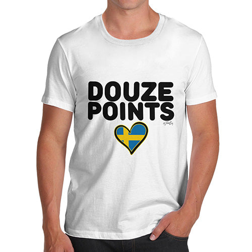 Funny Tshirts For Men Douze Points Sweden Men's T-Shirt X-Large White