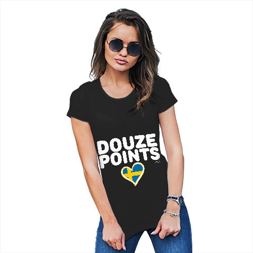 Funny T Shirts For Mum Douze Points Sweden Women's T-Shirt X-Large Black