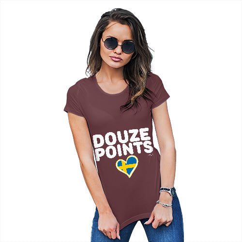 T-Shirt Funny Geek Nerd Hilarious Joke Douze Points Sweden Women's T-Shirt X-Large Burgundy