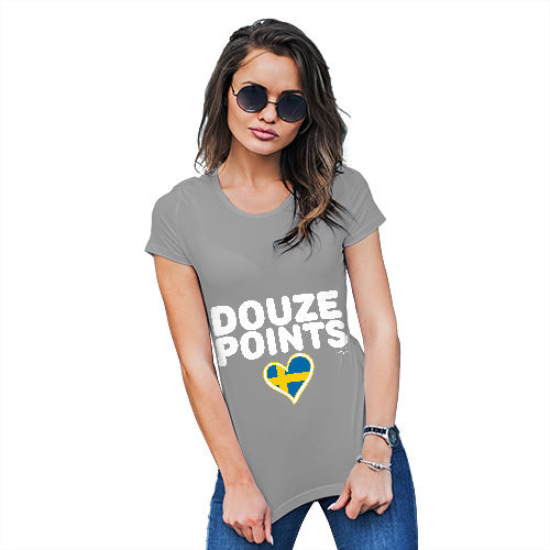 Novelty T Shirt Christmas Douze Points Sweden Women's T-Shirt X-Large Light Grey