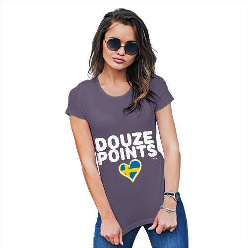 Adult Humor Novelty Graphic Sarcasm Funny T Shirt Douze Points Sweden Women's T-Shirt X-Large Plum