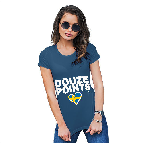 Funny T Shirts For Women Douze Points Sweden Women's T-Shirt X-Large Royal Blue