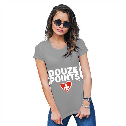 Adult Humor Novelty Graphic Sarcasm Funny T Shirt Douze Points Switzerland Women's T-Shirt X-Large Light Grey