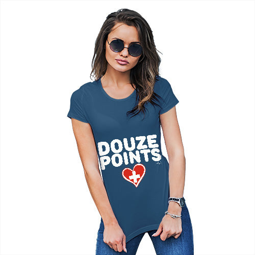 T-Shirt Funny Geek Nerd Hilarious Joke Douze Points Switzerland Women's T-Shirt X-Large Royal Blue