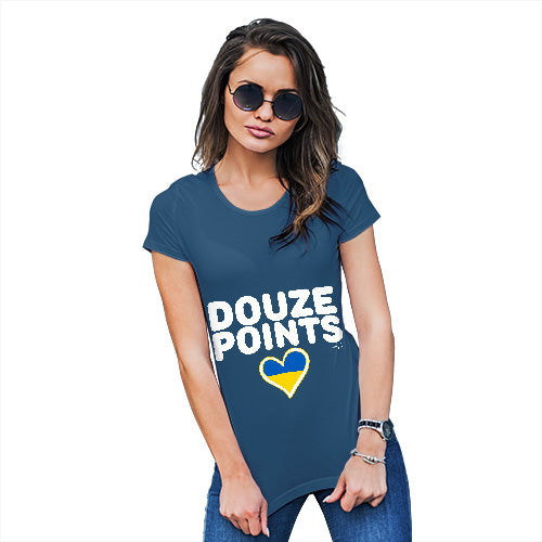 Funny T-Shirts For Women Douze Points Ukraine Women's T-Shirt X-Large Royal Blue