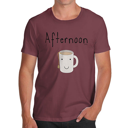 Novelty Tshirts Men Afternoon Tea Men's T-Shirt Small Burgundy