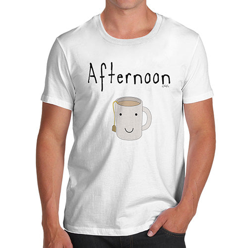 Novelty Tshirts Men Funny Afternoon Tea Men's T-Shirt Medium White