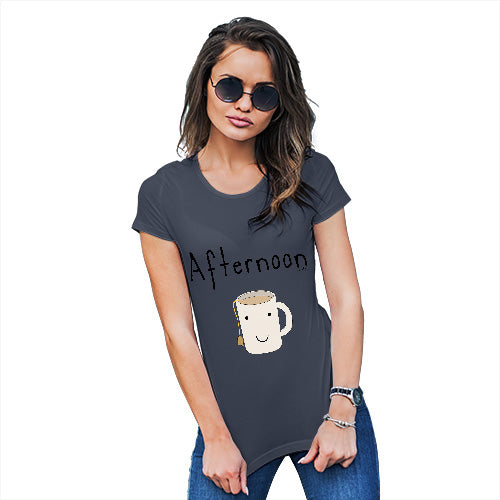 Funny Tee Shirts For Women Afternoon Tea Women's T-Shirt X-Large Navy