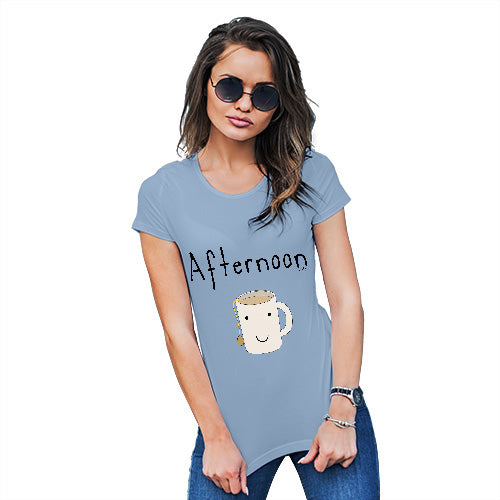 Womens Novelty T Shirt Christmas Afternoon Tea Women's T-Shirt Small Sky Blue