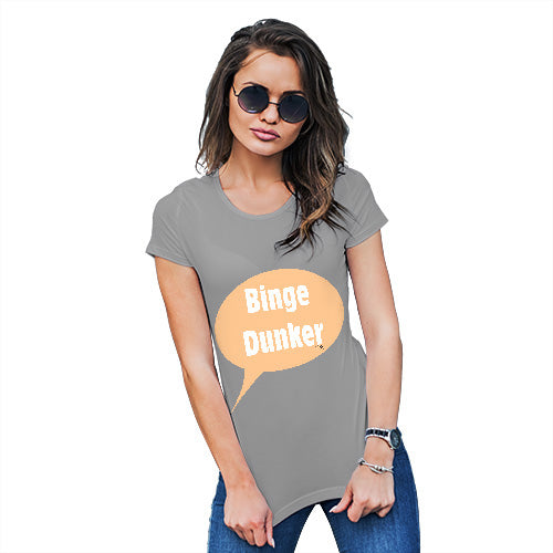 Funny Tee Shirts For Women Binge Dunker  Women's T-Shirt Medium Light Grey
