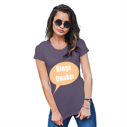 Womens Humor Novelty Graphic Funny T Shirt Binge Dunker  Women's T-Shirt X-Large Plum
