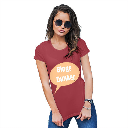Womens Funny Sarcasm T Shirt Binge Dunker  Women's T-Shirt Medium Red