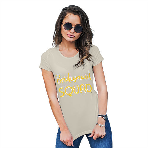 Womens Novelty T Shirt Christmas Bridesmaid Squad Women's T-Shirt Medium Natural