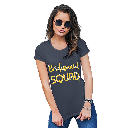 Funny T-Shirts For Women Sarcasm Bridesmaid Squad Women's T-Shirt Large Navy