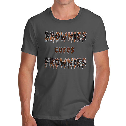 Novelty Tshirts Men Funny Brownies Cures Frownies Men's T-Shirt Medium Dark Grey
