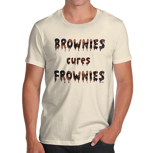 Funny T Shirts For Dad Brownies Cures Frownies Men's T-Shirt Medium Natural