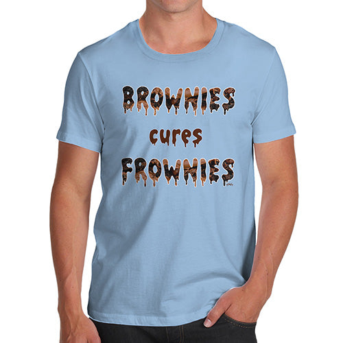 Mens Novelty T Shirt Christmas Brownies Cures Frownies Men's T-Shirt Small Sky Blue