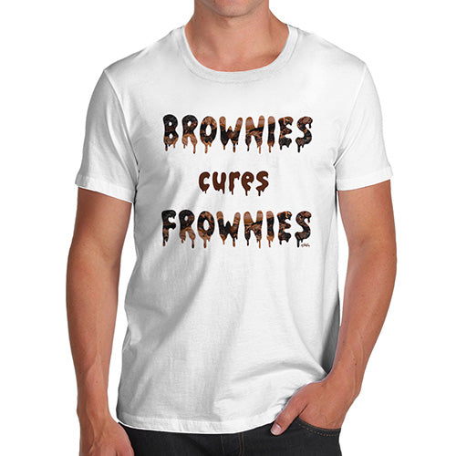 Funny Tee Shirts For Men Brownies Cures Frownies Men's T-Shirt Small White
