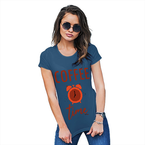 Womens Novelty T Shirt Coffee Time Women's T-Shirt X-Large Royal Blue