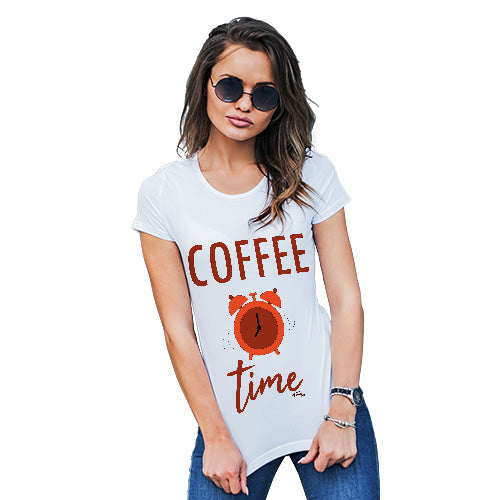 Funny T-Shirts For Women Sarcasm Coffee Time Women's T-Shirt Large White