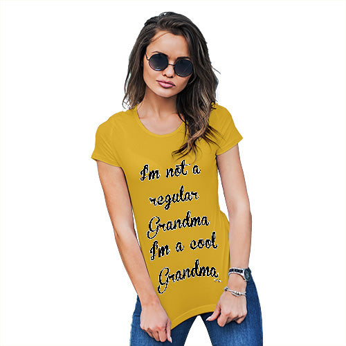 Funny T Shirts For Mum I'm Not A Regular Grandma Women's T-Shirt Small Yellow