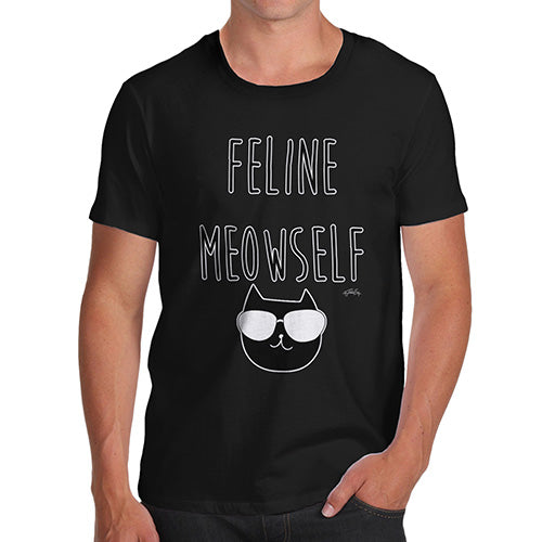 Funny T-Shirts For Men Sarcasm Feline Meowself Men's T-Shirt Large Black