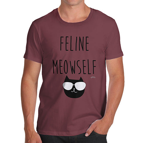 Mens T-Shirt Funny Geek Nerd Hilarious Joke Feline Meowself Men's T-Shirt Small Burgundy