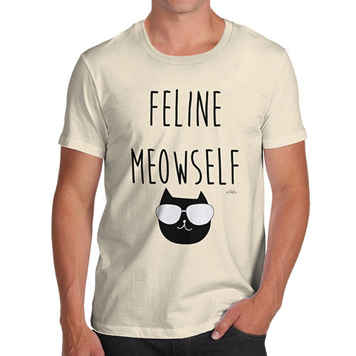 Funny Mens Tshirts Feline Meowself Men's T-Shirt X-Large Natural