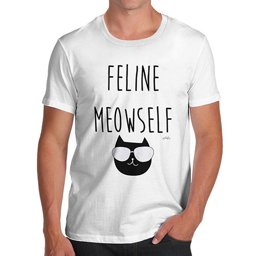 Funny T-Shirts For Men Sarcasm Feline Meowself Men's T-Shirt X-Large White