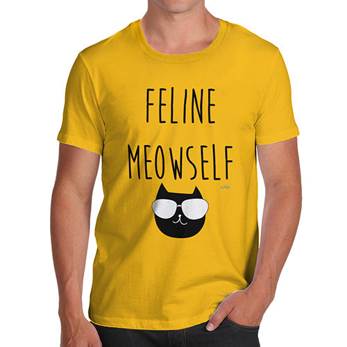 Funny T-Shirts For Men Feline Meowself Men's T-Shirt X-Large Yellow