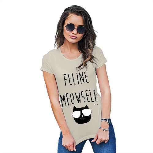 Womens Funny T Shirts Feline Meowself Women's T-Shirt X-Large Natural