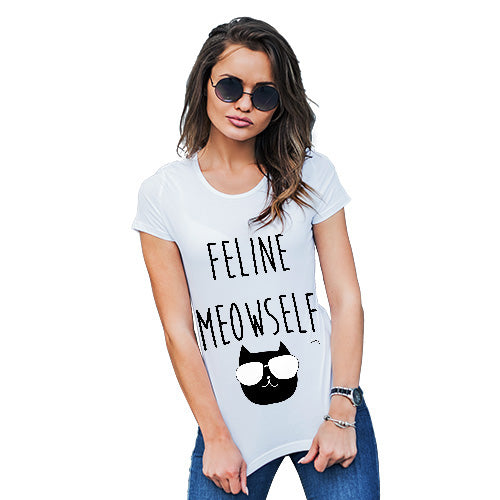 Womens Novelty T Shirt Christmas Feline Meowself Women's T-Shirt Large White