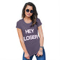 Womens Funny T Shirts Hey Loser Women's T-Shirt X-Large Plum