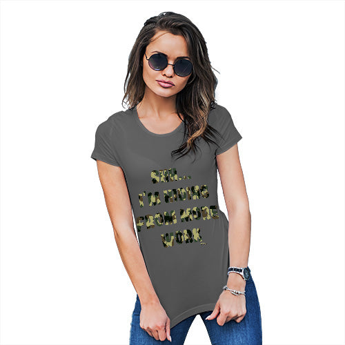 Womens Humor Novelty Graphic Funny T Shirt Hiding From More Work Women's T-Shirt Medium Dark Grey