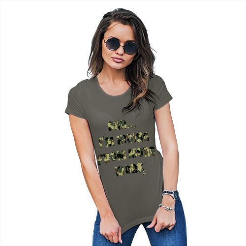 Funny Tee Shirts For Women Hiding From More Work Women's T-Shirt Large Khaki