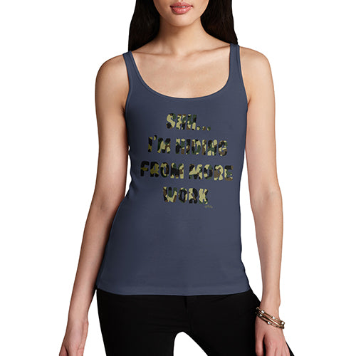 Womens Humor Novelty Graphic Funny Tank Top Hiding From More Work Women's Tank Top X-Large Navy