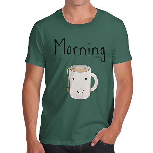 Mens Funny Sarcasm T Shirt Morning Tea Men's T-Shirt Large Bottle Green
