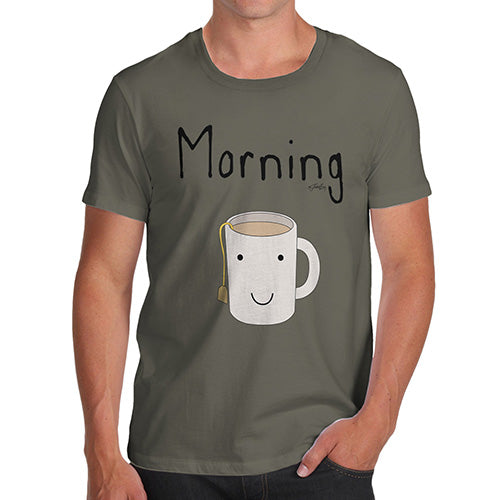 Funny Gifts For Men Morning Tea Men's T-Shirt Small Khaki