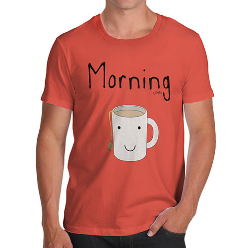Funny Tee For Men Morning Tea Men's T-Shirt Small Orange