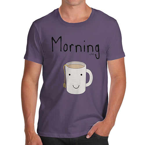 Mens Novelty T Shirt Christmas Morning Tea Men's T-Shirt Medium Plum