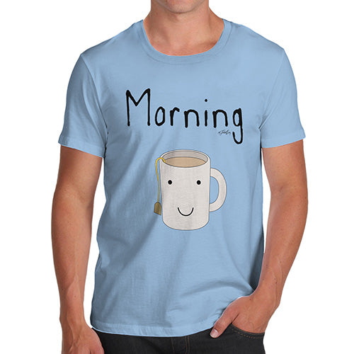 Novelty Tshirts Men Funny Morning Tea Men's T-Shirt Large Sky Blue