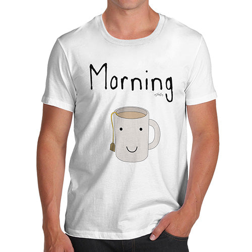 Funny T-Shirts For Men Sarcasm Morning Tea Men's T-Shirt Large White