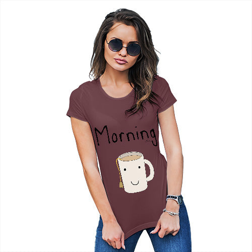 Funny Gifts For Women Morning Tea Women's T-Shirt Medium Burgundy