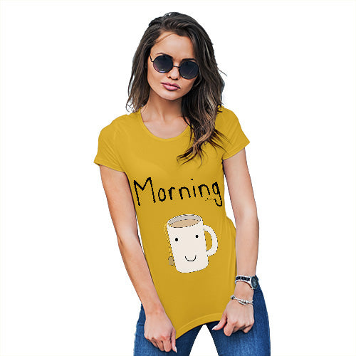 Funny T-Shirts For Women Sarcasm Morning Tea Women's T-Shirt X-Large Yellow