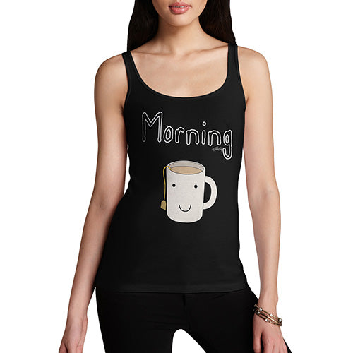 Funny Tank Tops For Women Morning Tea Women's Tank Top Large Black