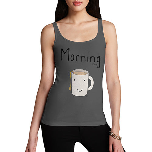 Womens Novelty Tank Top Christmas Morning Tea Women's Tank Top Large Dark Grey