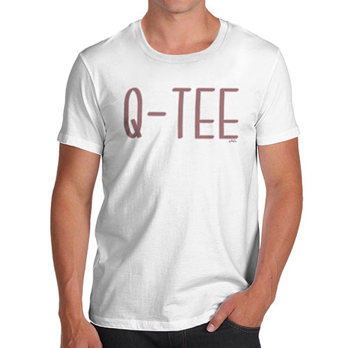 Novelty Tshirts Men Funny Q-TEE Men's T-Shirt Small White