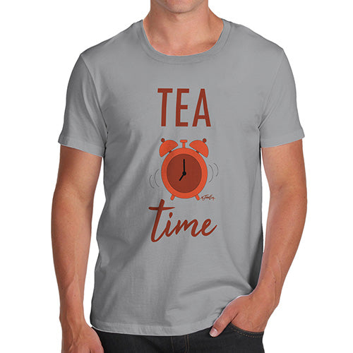 Mens Humor Novelty Graphic Sarcasm Funny T Shirt Tea Time Men's T-Shirt Small Light Grey