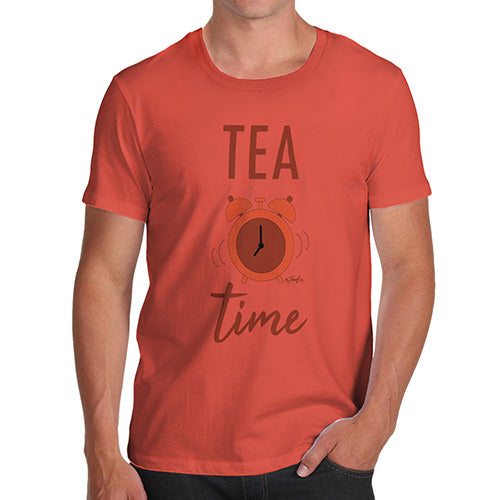 Funny T Shirts For Dad Tea Time Men's T-Shirt Medium Orange